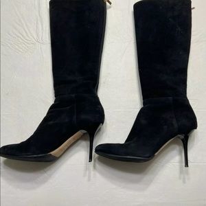 Jimmy Choo Black Suede Boots Stiletto Heel Sz 38.5